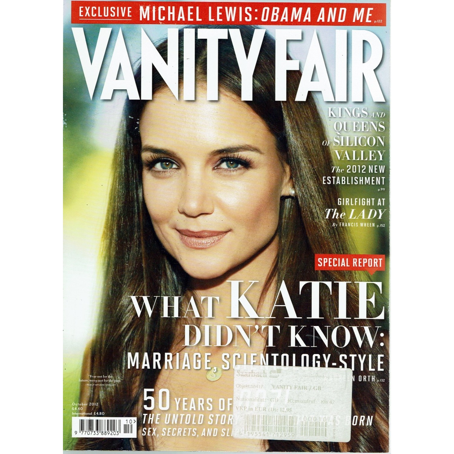 Vanity Fair Magazine October 2012 Katie Holmes