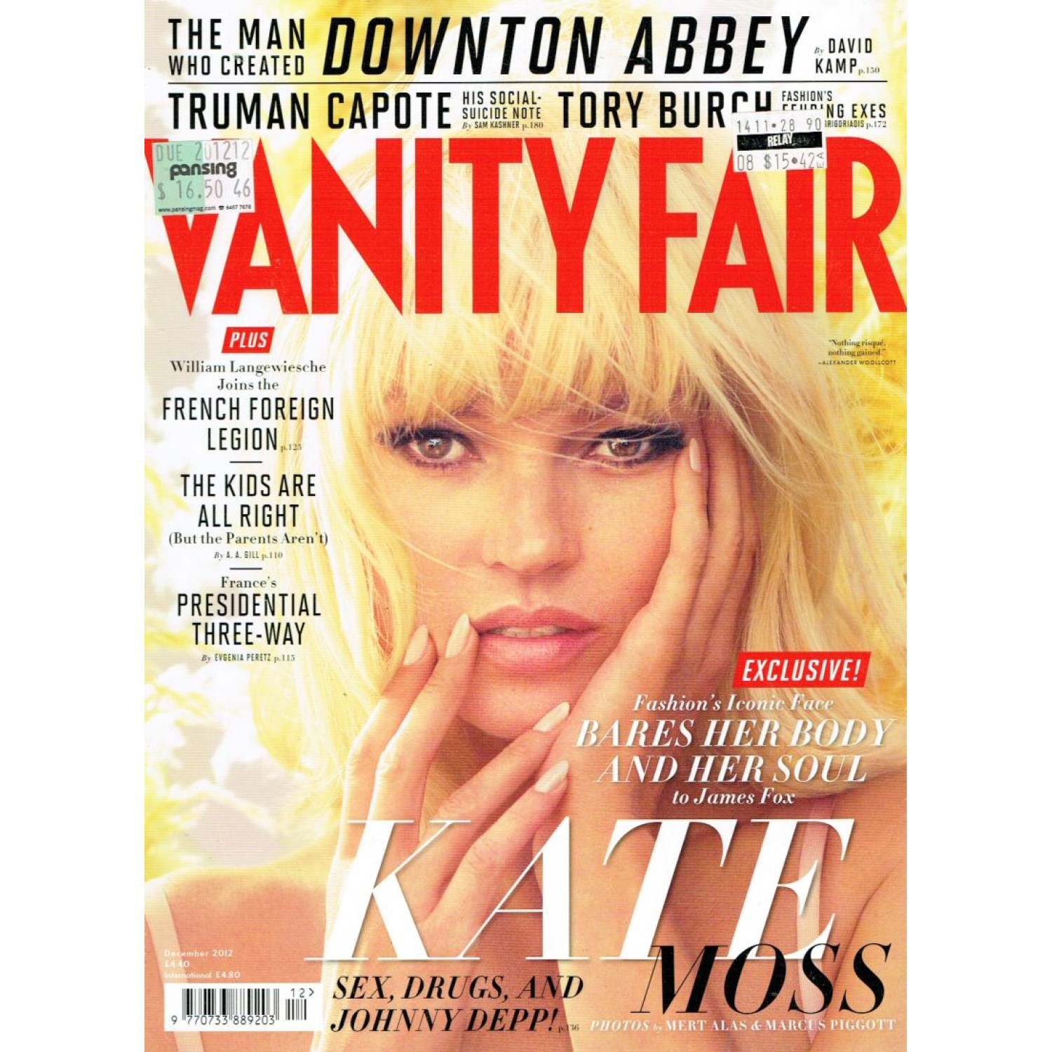 Vanity Fair Magazine December 2012 Kate Moss