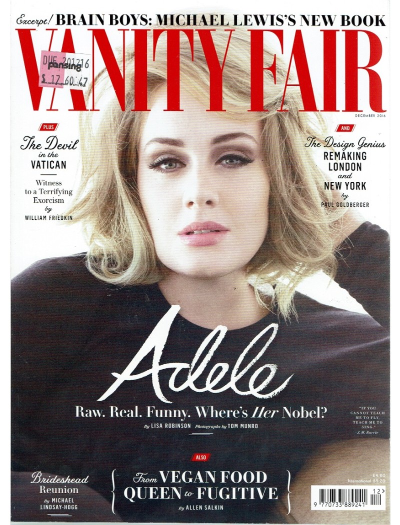 Vanity Fair Magazine December 2016 Adele